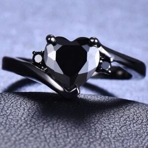 Zircon Heart Shape Rings - Black Metal. Comes in 3 different colors